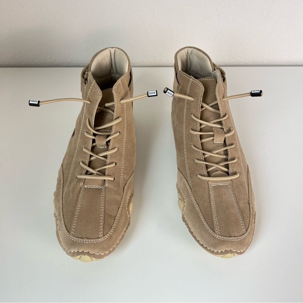 LDECK Mid-Top Sneakers Beige Driving Shoes EU 41 Tan Casual Lace Up Velcro